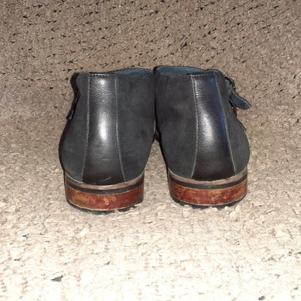 ZANZARA-Napoli Chukka Boot-Double Monk Strap-Black Leather/Suede-Sz 11-Excellent